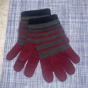 🚫♻️Maroon Gray Black Knit Gloves